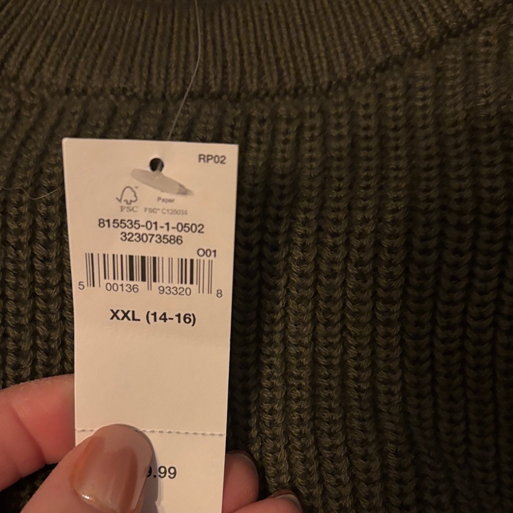 NWT GAP Boy’s Crewneck Sweater - Olive Green - Picture 5 of 6